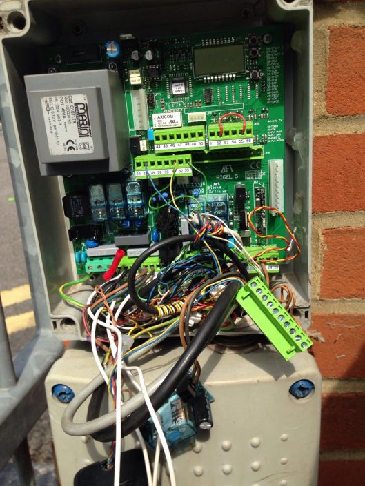 Badly installed gate control panel wiring repairs